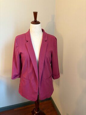 Maurices Pink Open Front Blazer Women’s XL Roll Sleeve Business Casual Jacket
